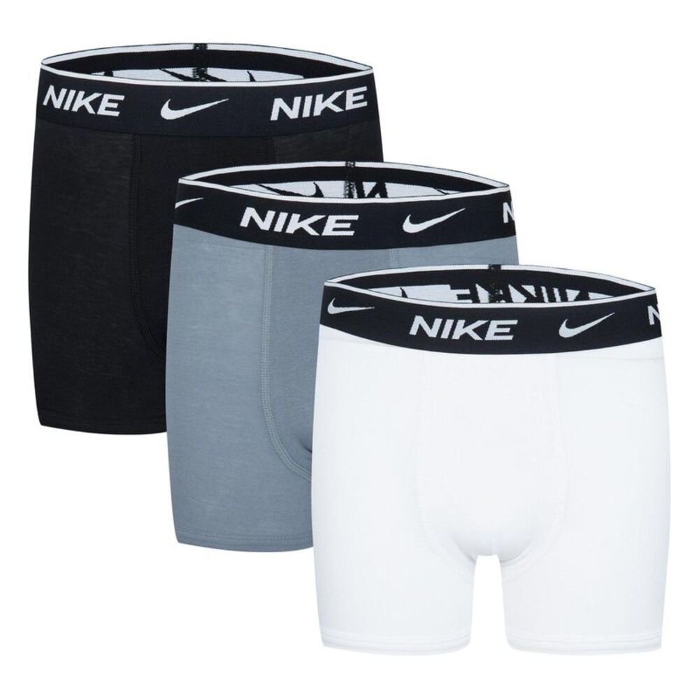 Nike Boys Logo Cotton Boxer Briefs (Pack of 3) / Black/White